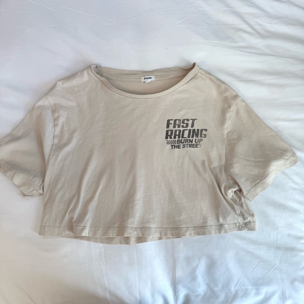 Womens s Garage Grand Prix Car Crop Top: Trendy Streetwear Summer 100% cotton